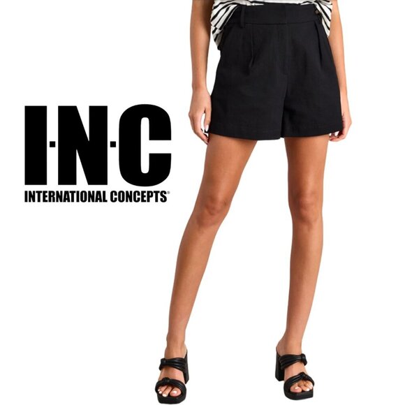 INC International Concepts Pants - INC, Pleated Dress Shorts, Black‎